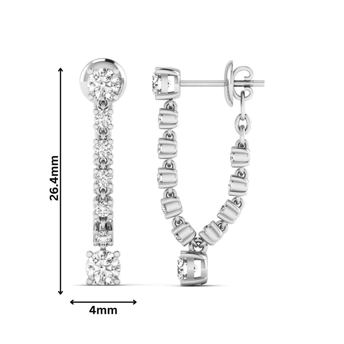 OctaPearl Round Prong Set Lab Grown Diamond Linear Drop Earrings