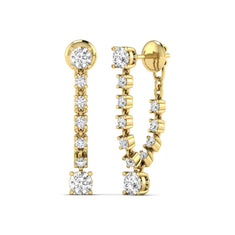 OctaPearl Round Prong Set Lab Grown Diamond Linear Drop Earrings