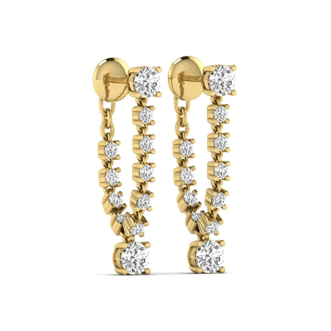 OctaPearl Round Prong Set Lab Grown Diamond Linear Drop Earrings