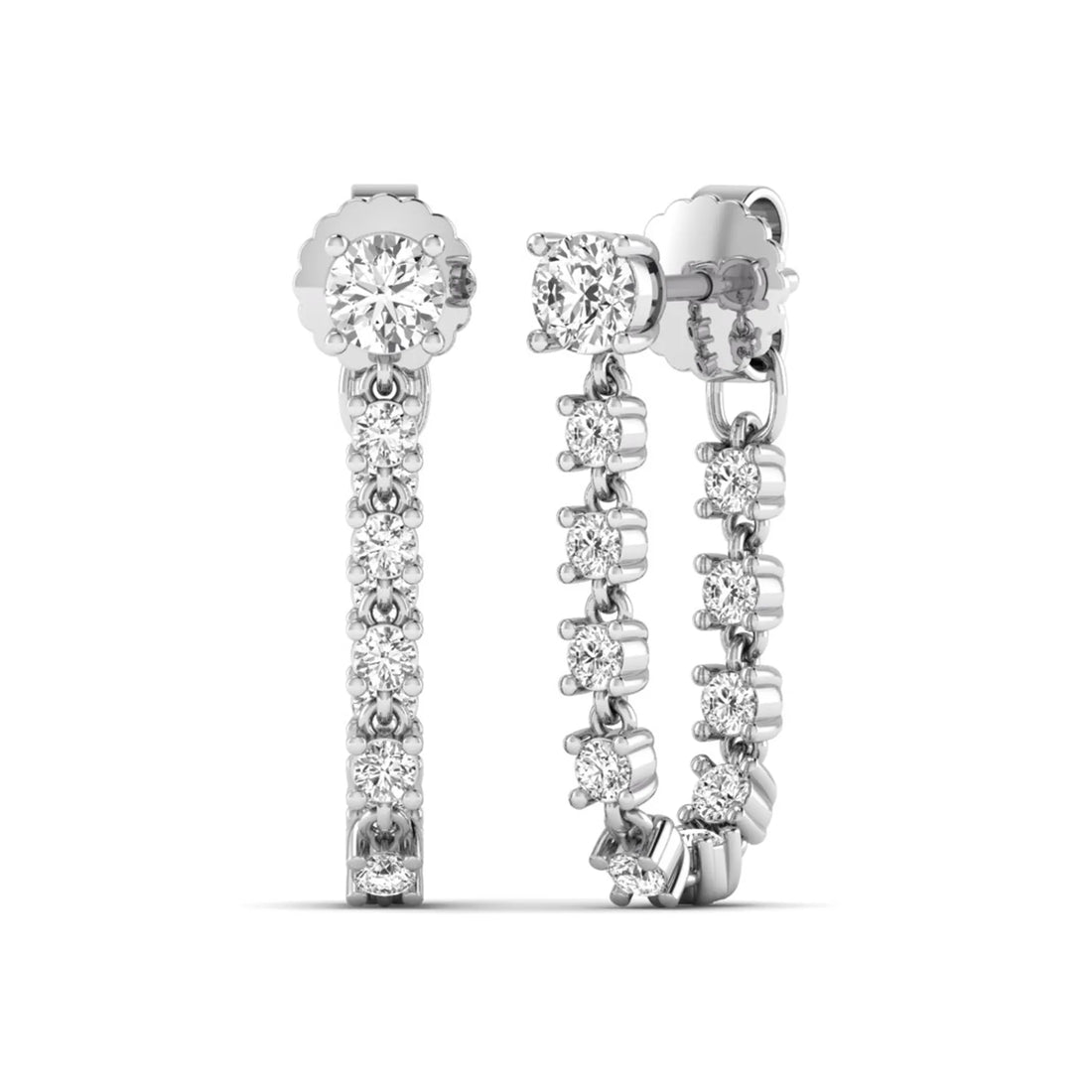 OctaPearl Round Prong Set Lab Grown Diamond Linear Drop Earrings