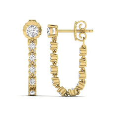 OctaPearl Round Prong Set Lab Grown Diamond Linear Drop Earrings - alternate view