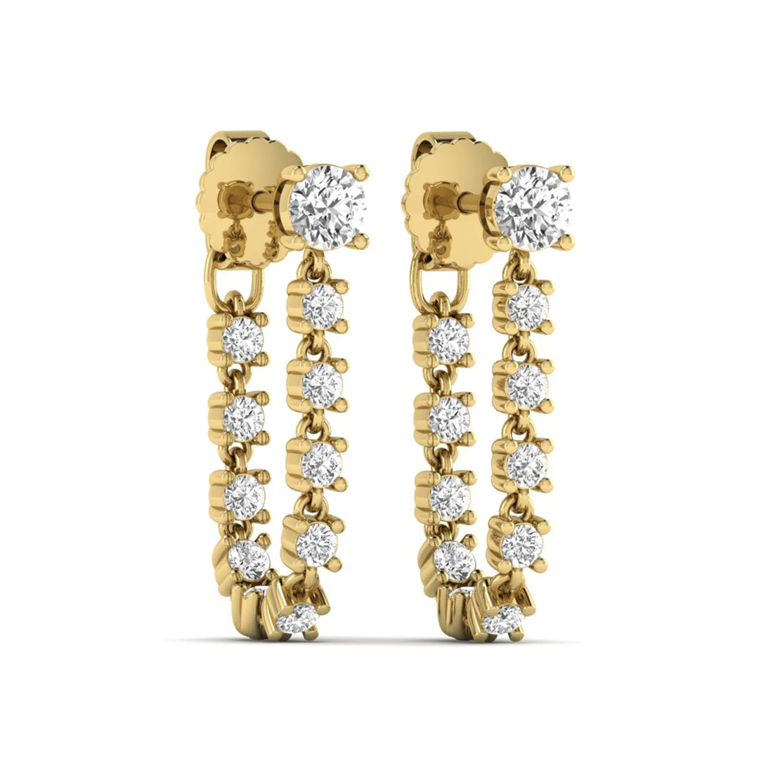 OctaPearl Round Prong Set Lab Grown Diamond Linear Drop Earrings