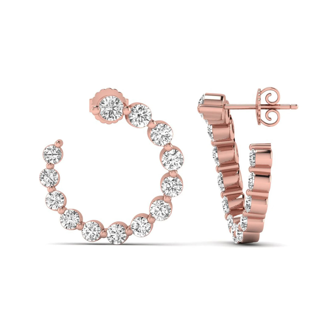 OctaPearl Round Prong Set Lab Grown Diamond Open Hoop Earrings