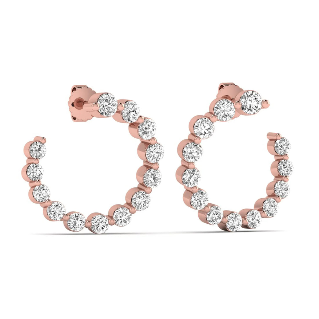 OctaPearl Round Prong Set Lab Grown Diamond Open Hoop Earrings