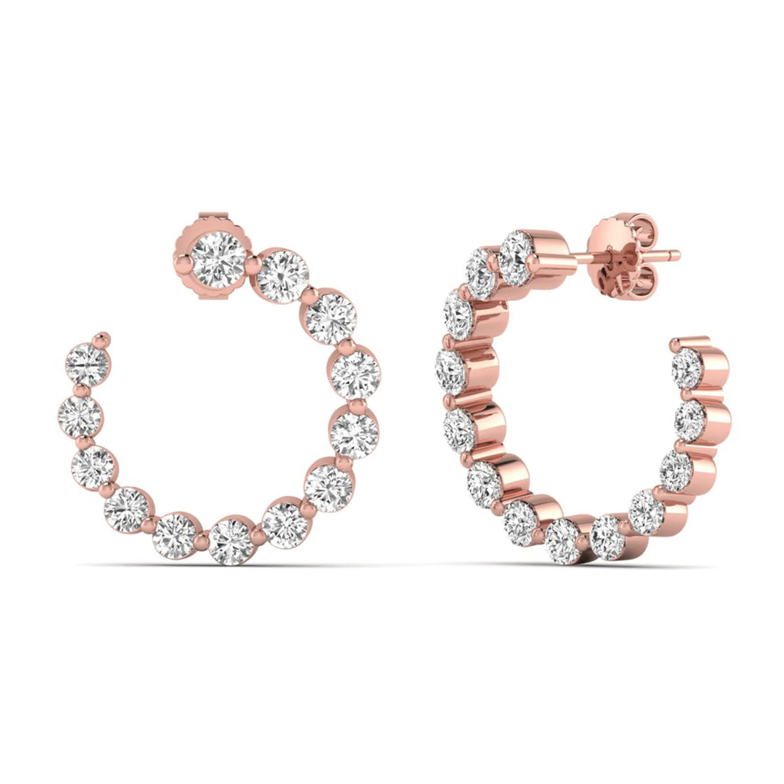 OctaPearl Round Prong Set Lab Grown Diamond Open Hoop Earrings