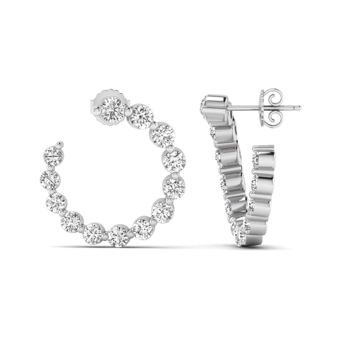 OctaPearl Round Prong Set Lab Grown Diamond Open Hoop Earrings