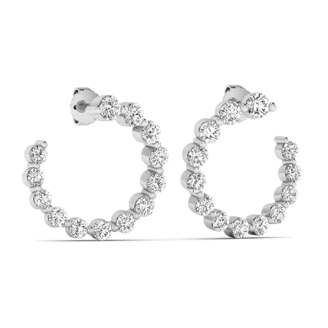 OctaPearl Round Prong Set Lab Grown Diamond Open Hoop Earrings