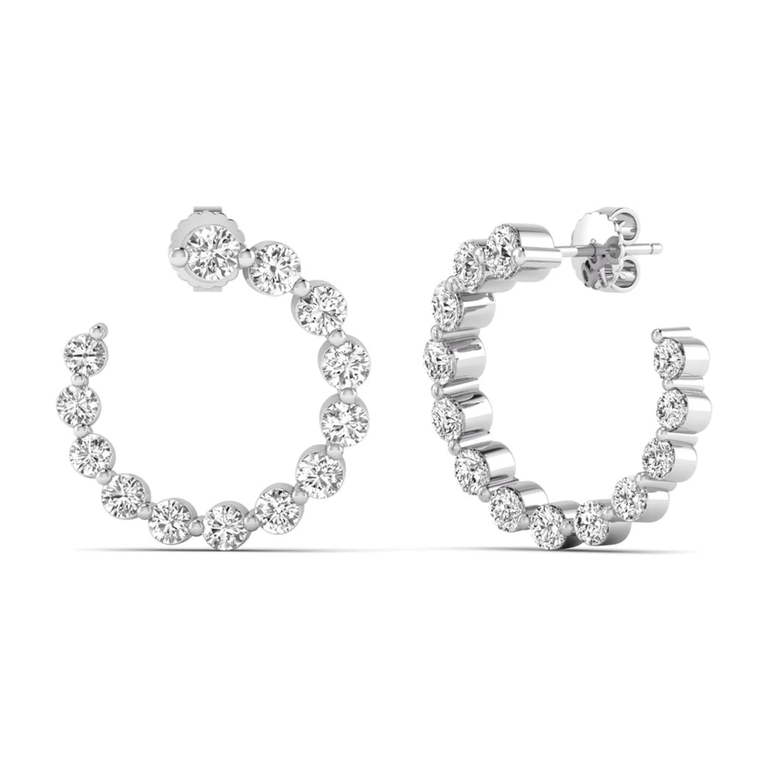 OctaPearl Round Prong Set Lab Grown Diamond Open Hoop Earrings