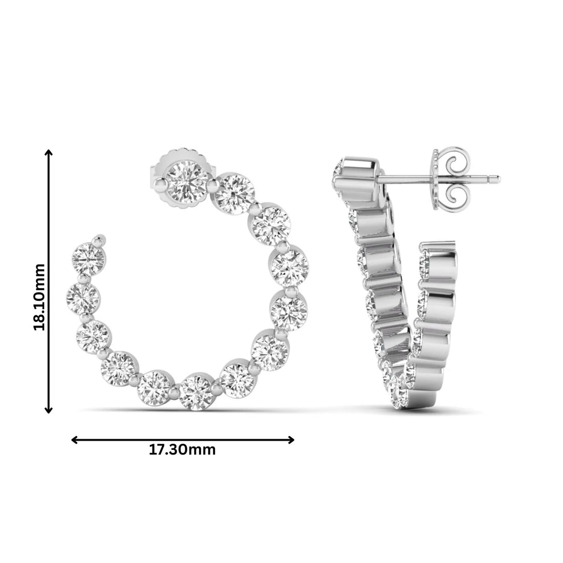 OctaPearl Round Prong Set Lab Grown Diamond Open Hoop Earrings