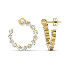 OctaPearl Round Prong Set Lab Grown Diamond Open Hoop Earrings