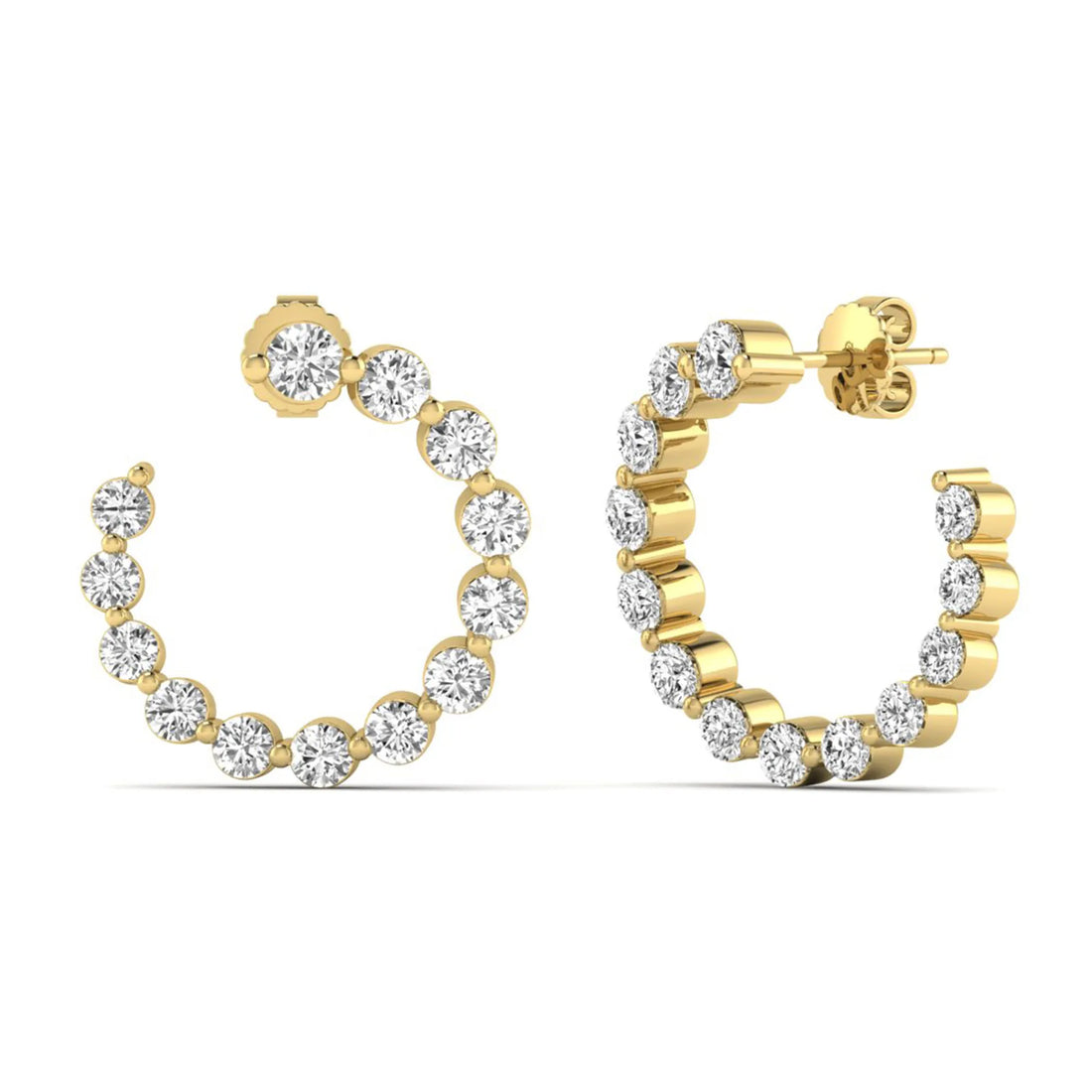 OctaPearl Round Prong Set Lab Grown Diamond Open Hoop Earrings