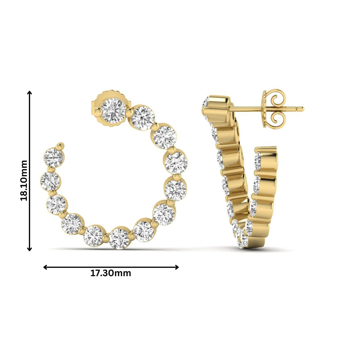 OctaPearl Round Prong Set Lab Grown Diamond Open Hoop Earrings
