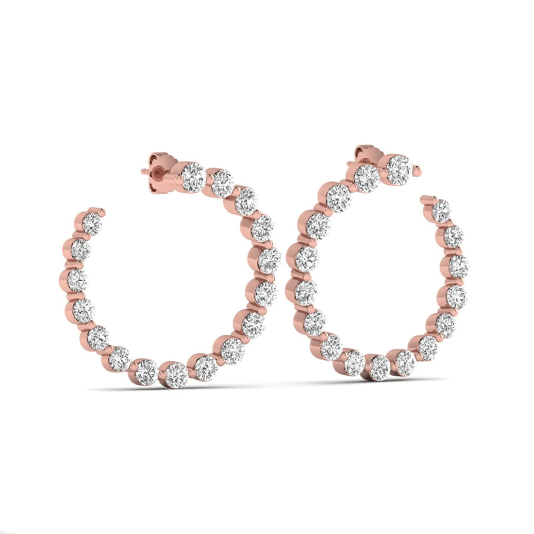 OctaPearl Round Prong Set Lab Grown Diamond Open Hoop Earrings