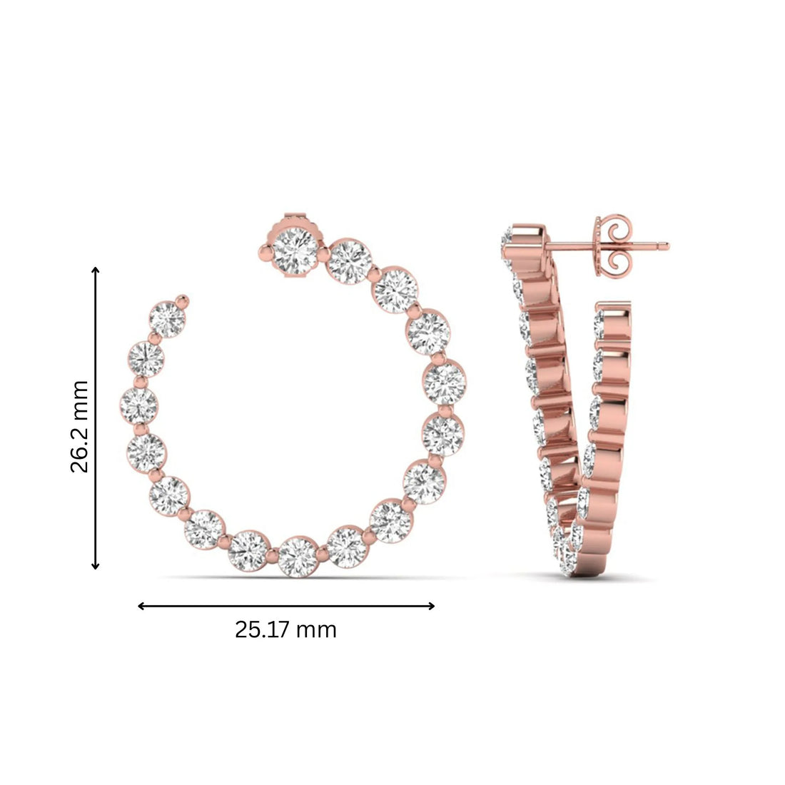 OctaPearl Round Prong Set Lab Grown Diamond Open Hoop Earrings