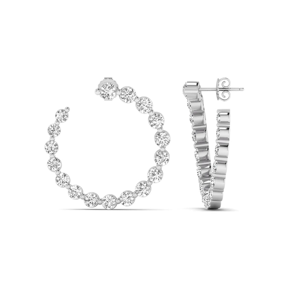 OctaPearl Round Prong Set Lab Grown Diamond Open Hoop Earrings