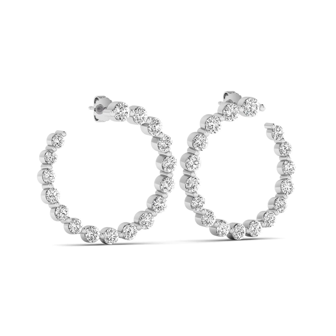OctaPearl Round Prong Set Lab Grown Diamond Open Hoop Earrings