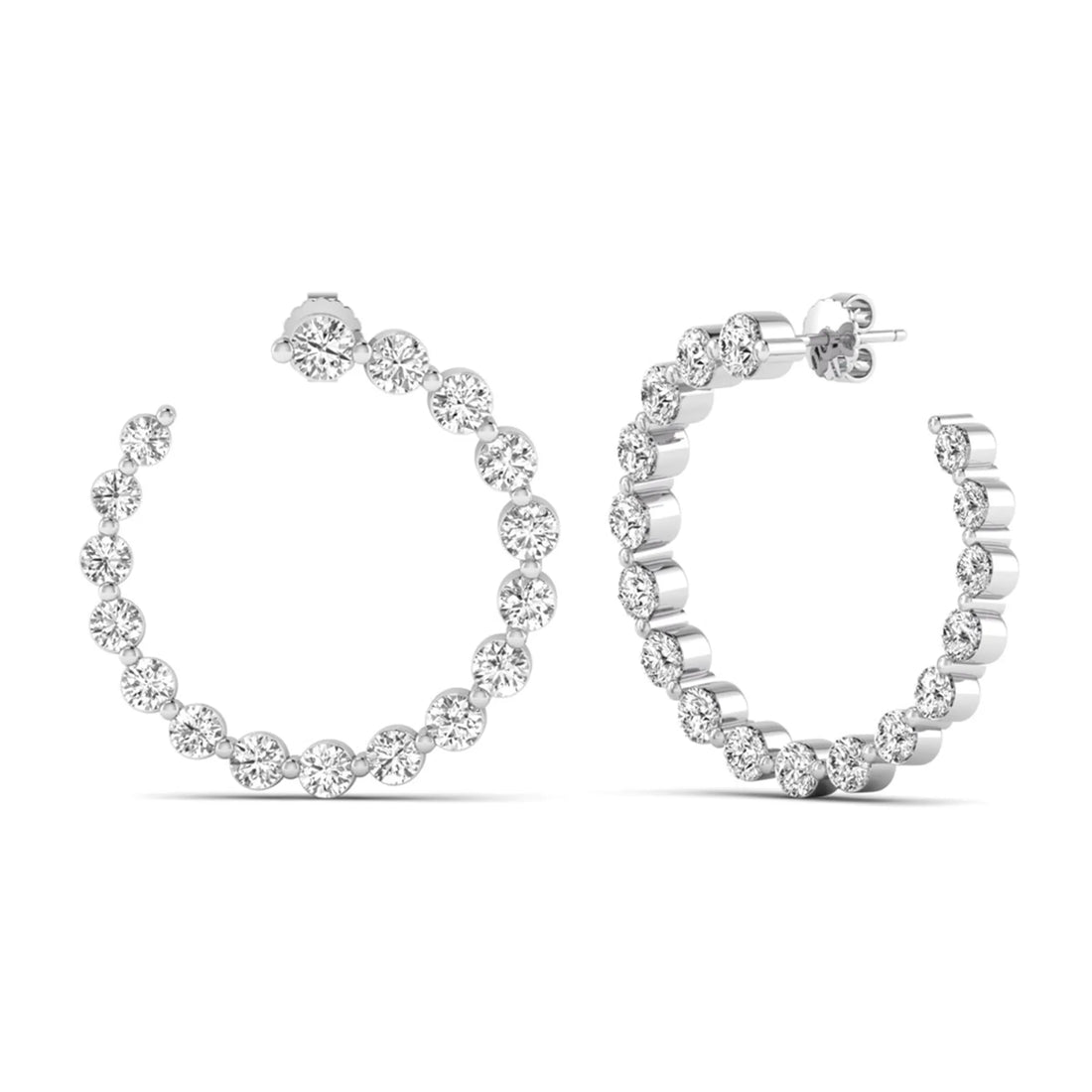OctaPearl Round Prong Set Lab Grown Diamond Open Hoop Earrings