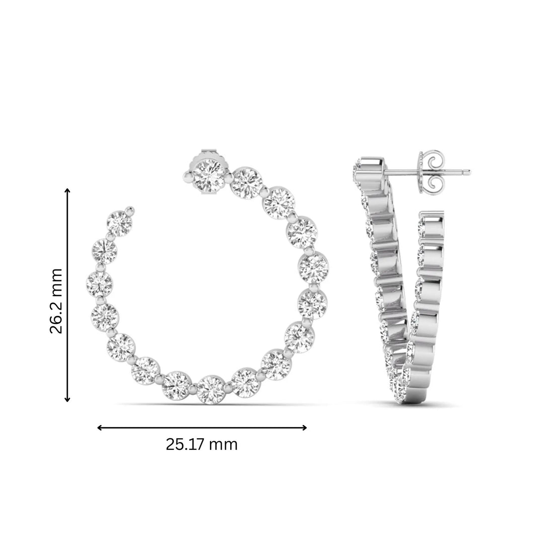 OctaPearl Round Prong Set Lab Grown Diamond Open Hoop Earrings