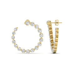 OctaPearl Round Prong Set Lab Grown Diamond Open Hoop Earrings