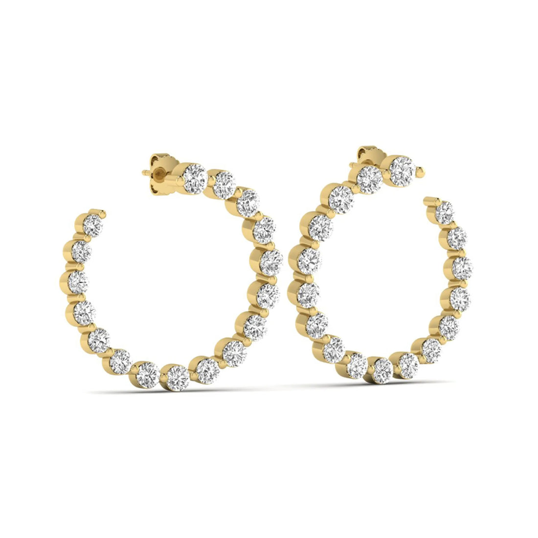OctaPearl Round Prong Set Lab Grown Diamond Open Hoop Earrings