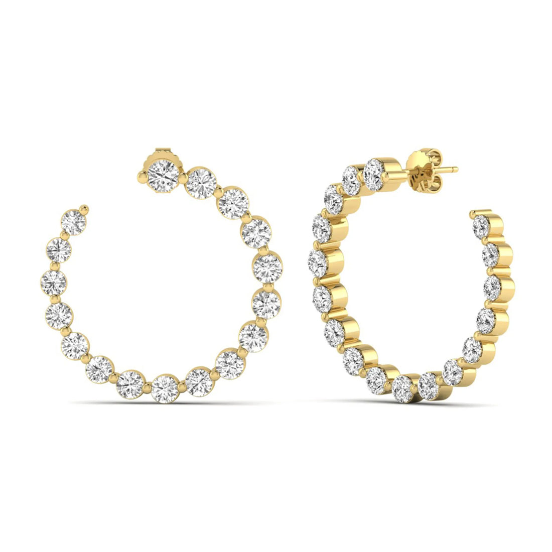 OctaPearl Round Prong Set Lab Grown Diamond Open Hoop Earrings