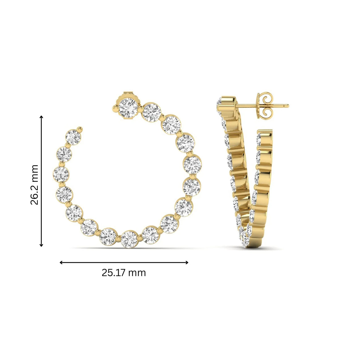 OctaPearl Round Prong Set Lab Grown Diamond Open Hoop Earrings