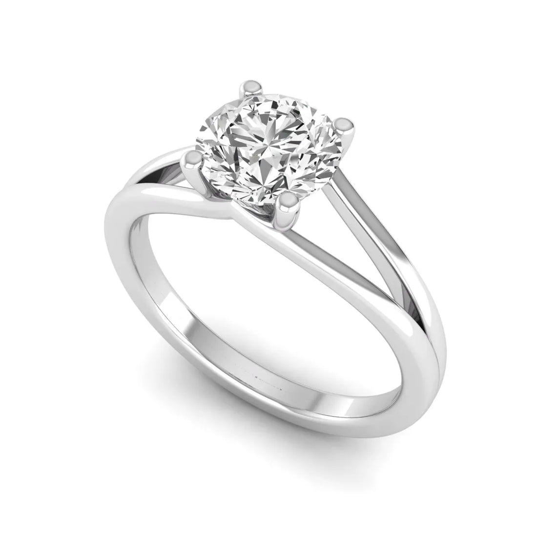 OctaPearl 1.5 ct Round Prong Set Lab Grown Diamond Solitaire Split Shank Engagement Ring