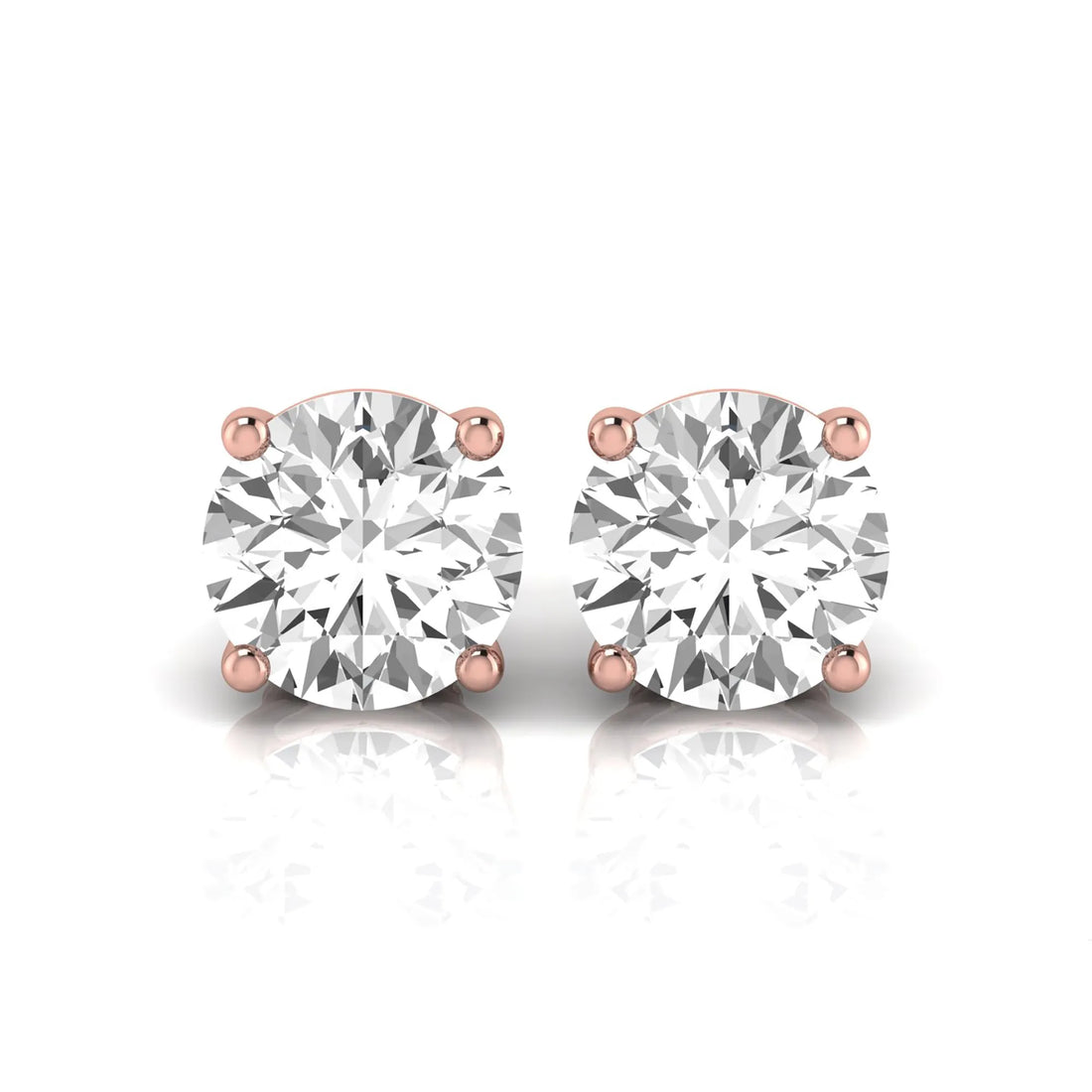 OctaPearl Round Prong Set Lab Grown Diamond Stud Earrings
