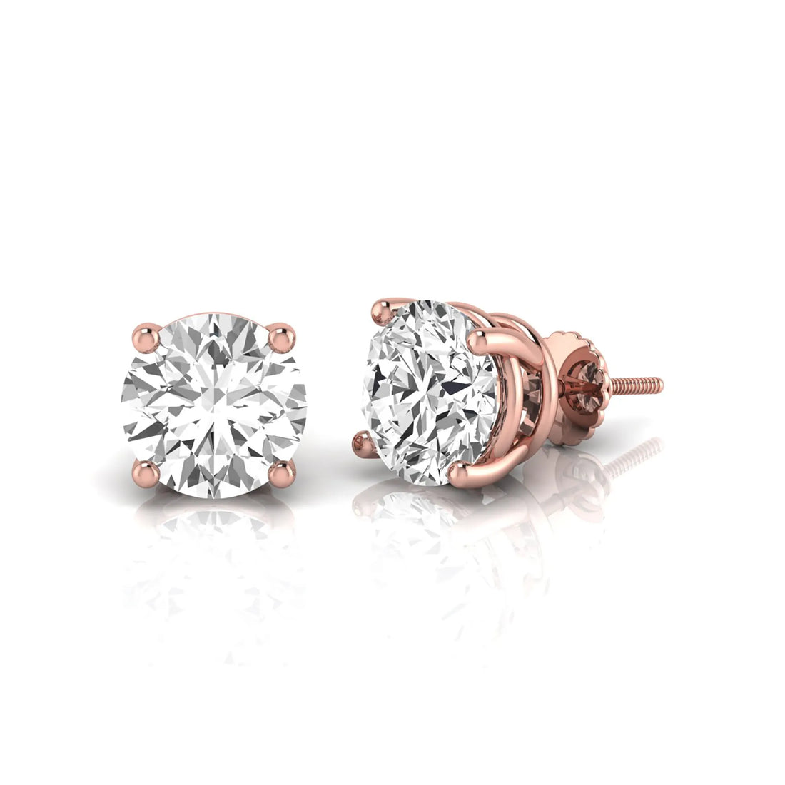 OctaPearl Round Prong Set Lab Grown Diamond Stud Earrings