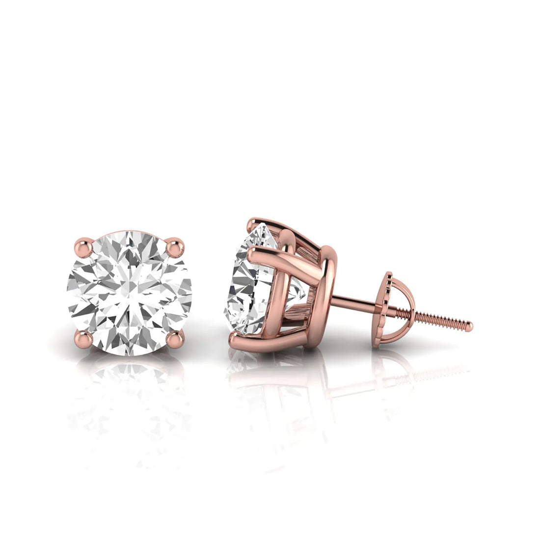 OctaPearl Round Prong Set Lab Grown Diamond Stud Earrings