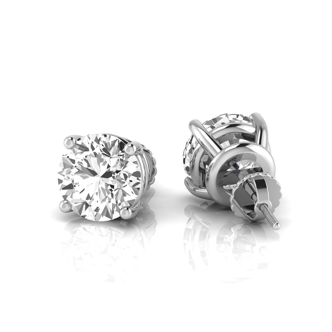 OctaPearl Round Prong Set Lab Grown Diamond Stud Earrings