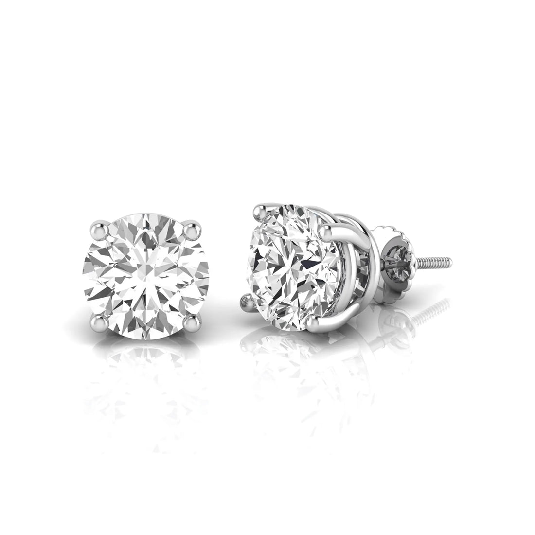 OctaPearl Round Prong Set Lab Grown Diamond Stud Earrings