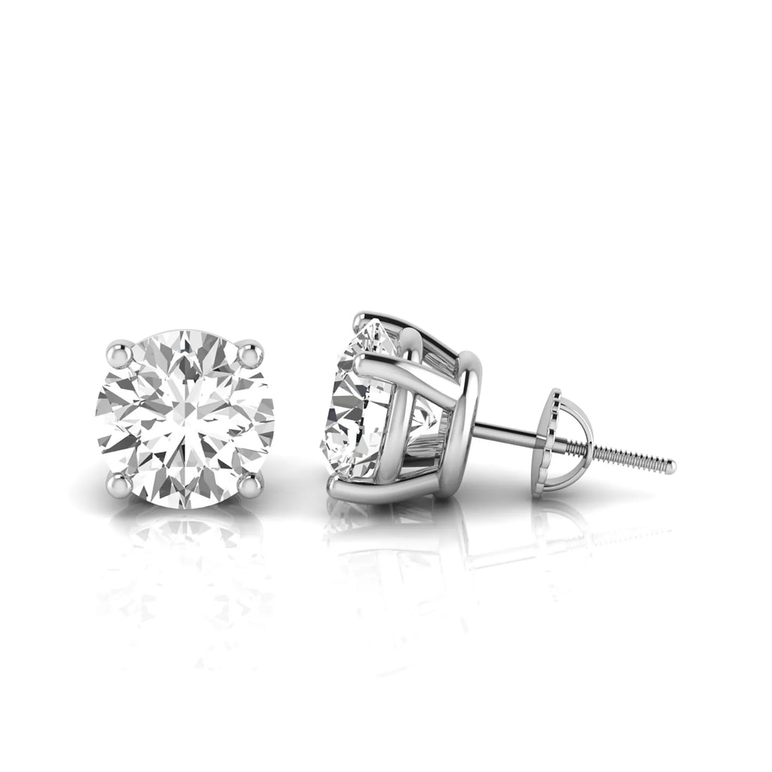 OctaPearl Round Prong Set Lab Grown Diamond Stud Earrings