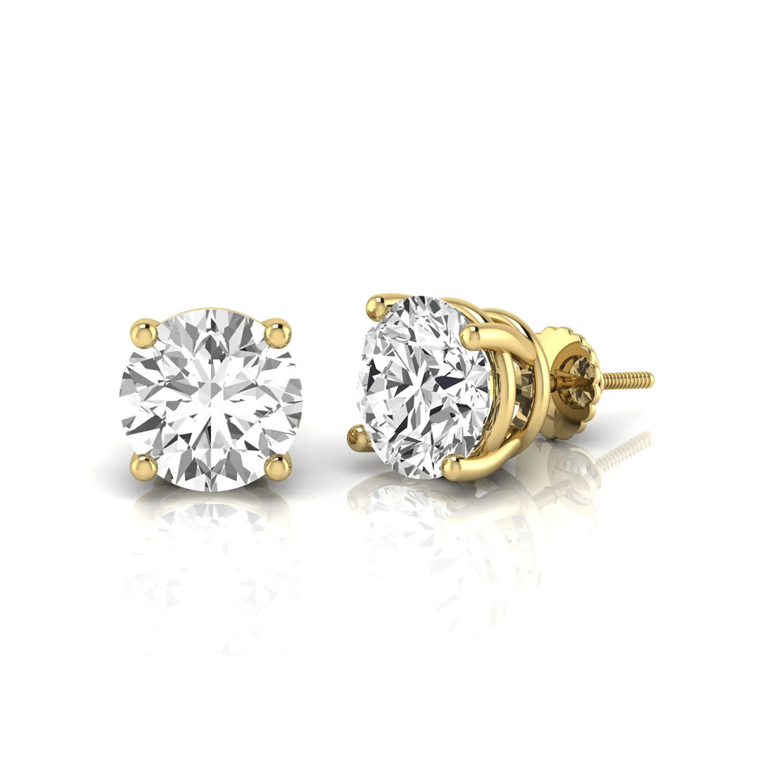 OctaPearl Round Prong Set Lab Grown Diamond Stud Earrings