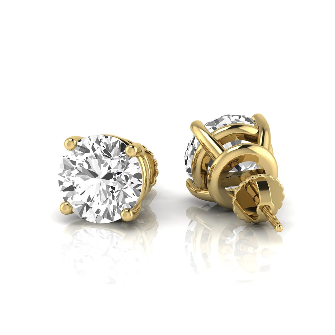 OctaPearl Round Prong Set Lab Grown Diamond Stud Earrings