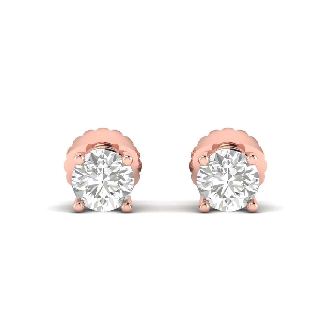 OctaPearl Round Prong Set Lab Grown Diamond Stud Earrings