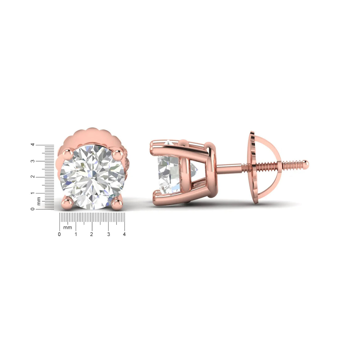 OctaPearl Round Prong Set Lab Grown Diamond Stud Earrings