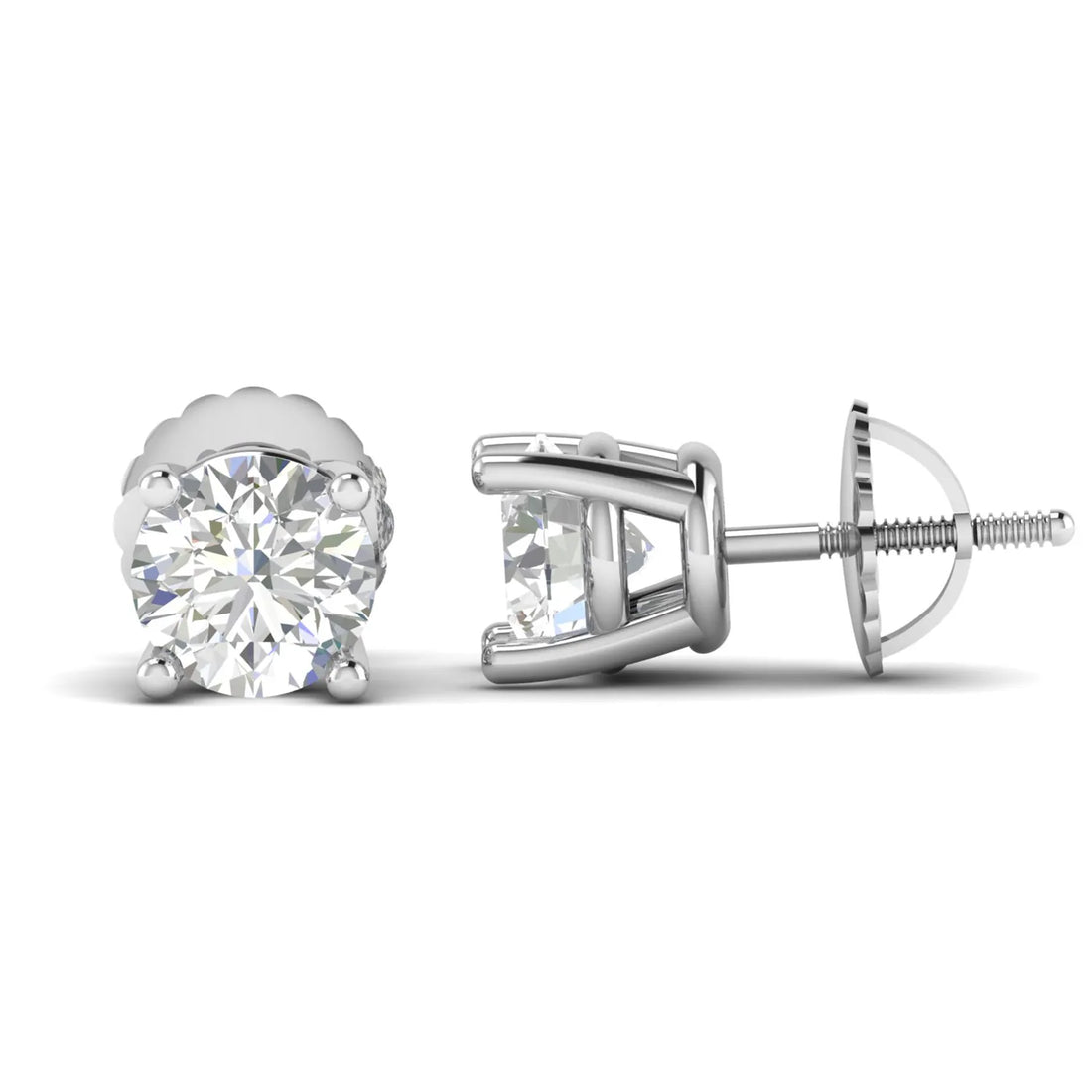 OctaPearl Round Prong Set Lab Grown Diamond Stud Earrings