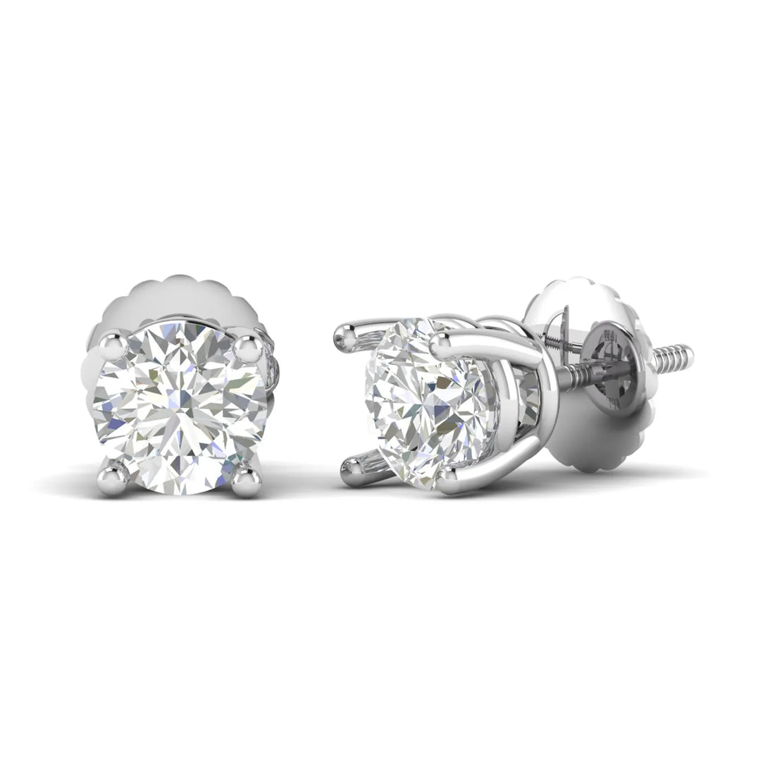 OctaPearl Round Prong Set Lab Grown Diamond Stud Earrings