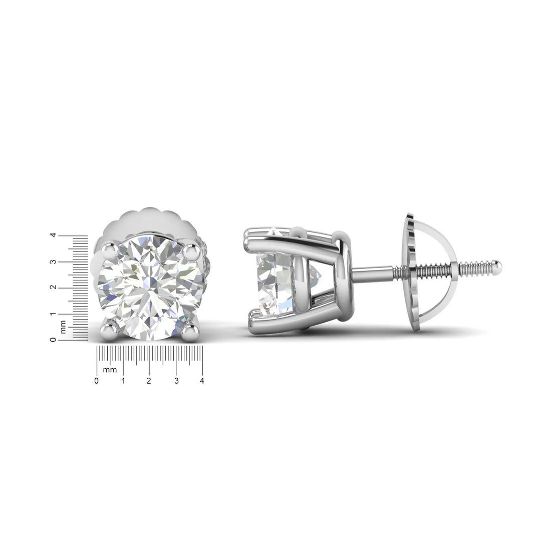OctaPearl Round Prong Set Lab Grown Diamond Stud Earrings