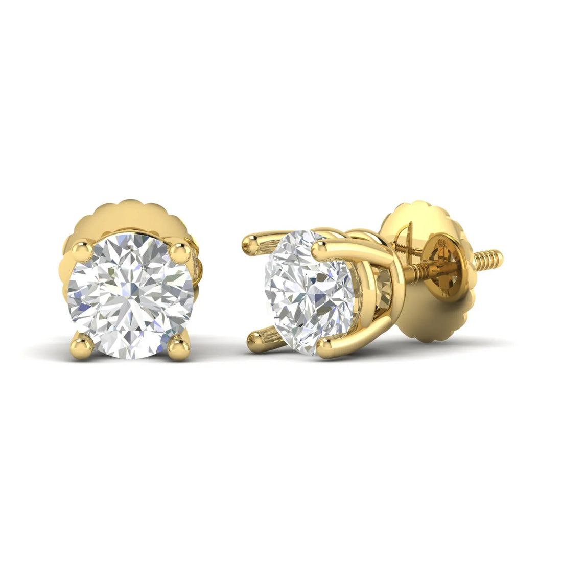 OctaPearl Round Prong Set Lab Grown Diamond Stud Earrings