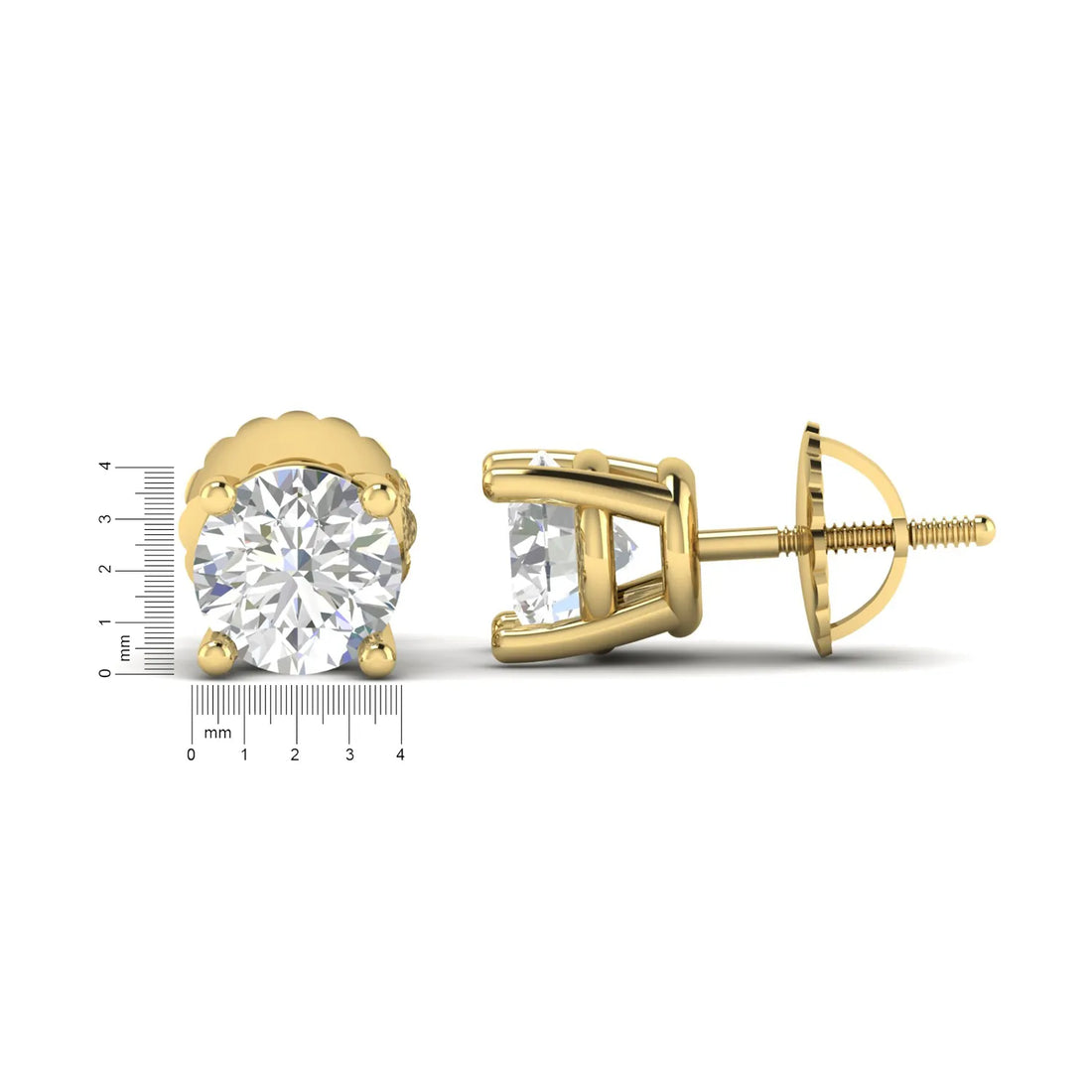 OctaPearl Round Prong Set Lab Grown Diamond Stud Earrings