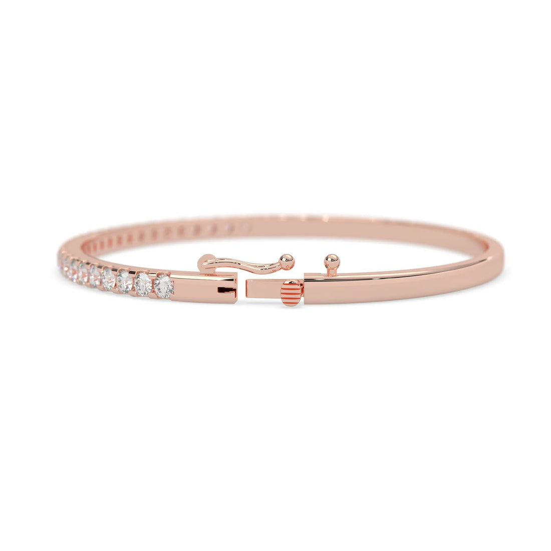 OctaPearl Round Prong Set Lab Grown Diamond Tennis Bangle Bracelet