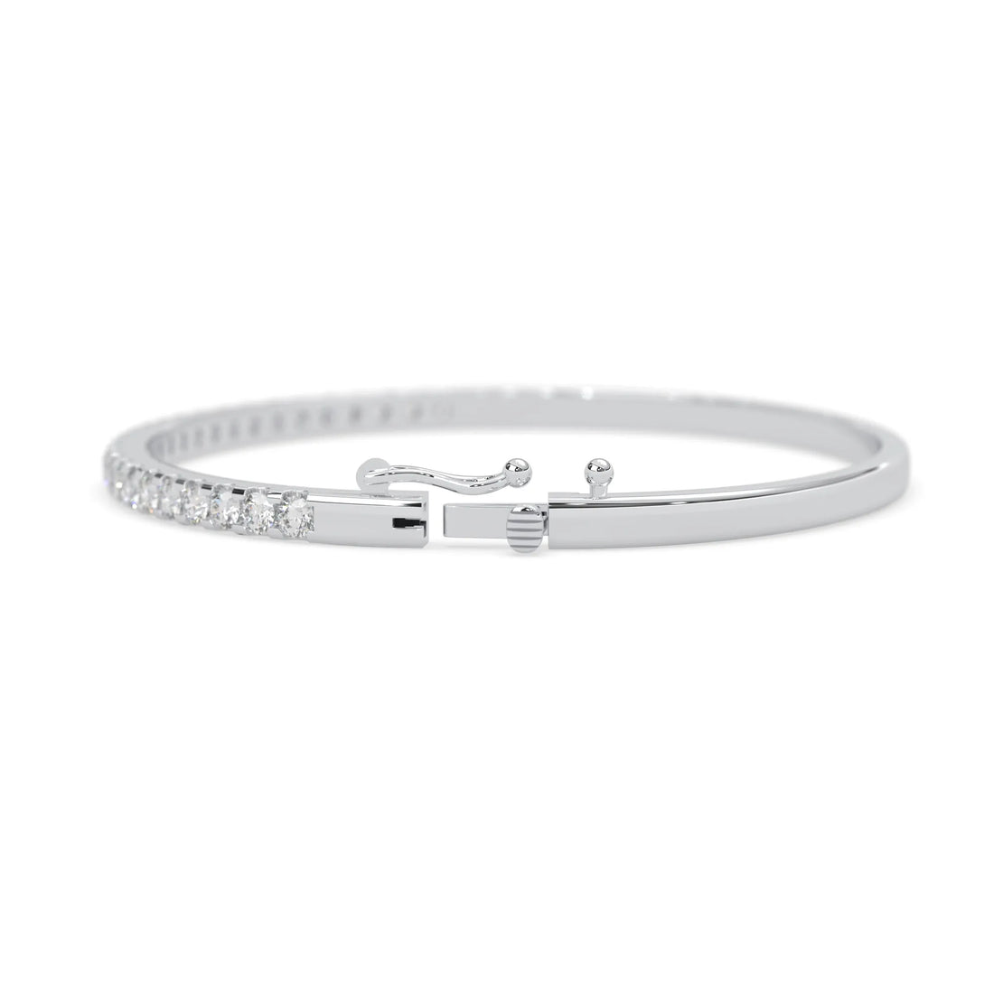 OctaPearl Round Prong Set Lab Grown Diamond Tennis Bangle Bracelet
