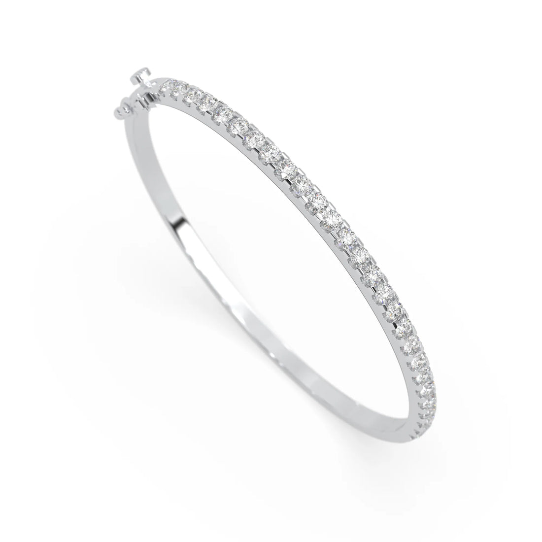 OctaPearl Round Prong Set Lab Grown Diamond Tennis Bangle Bracelet