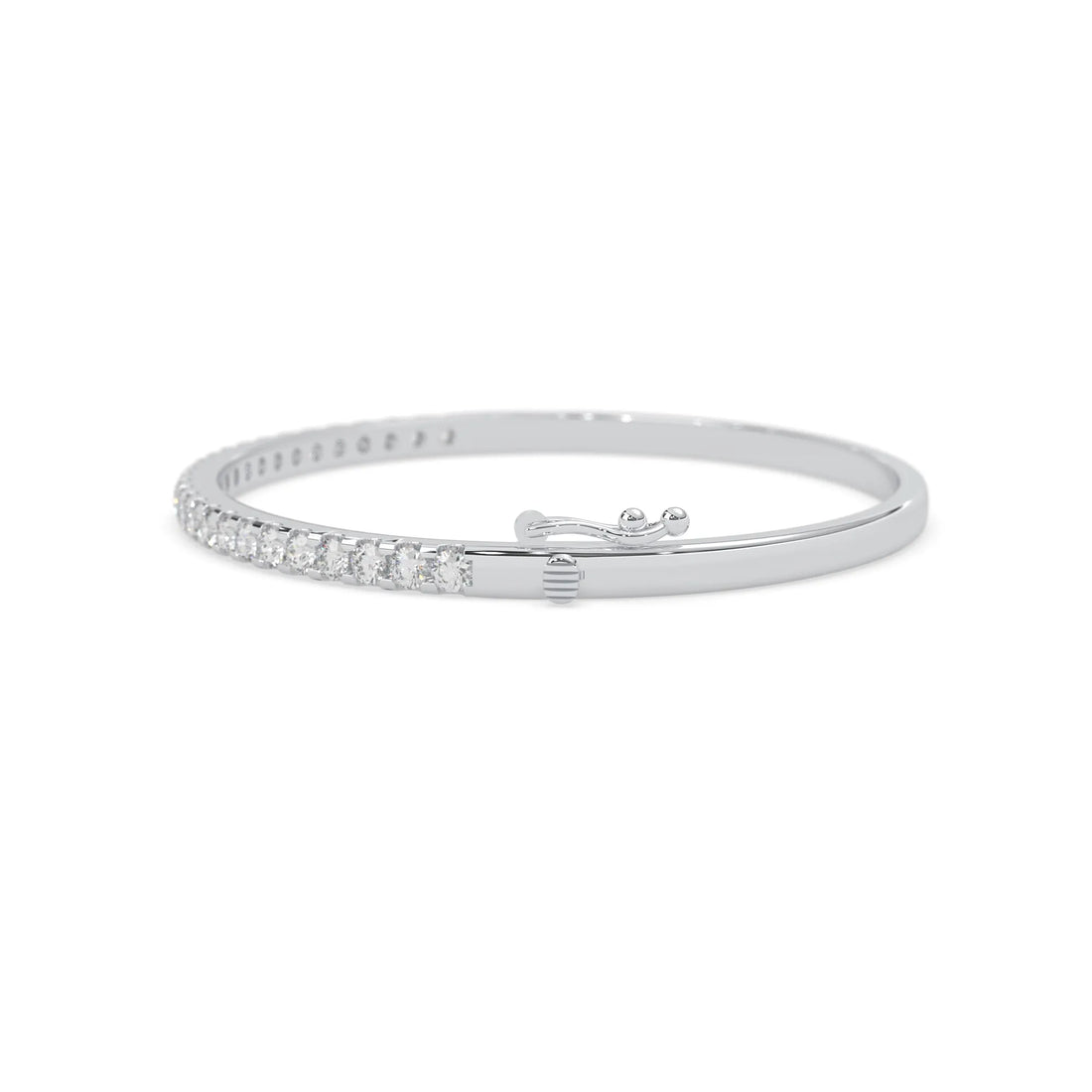 OctaPearl Round Prong Set Lab Grown Diamond Tennis Bangle Bracelet