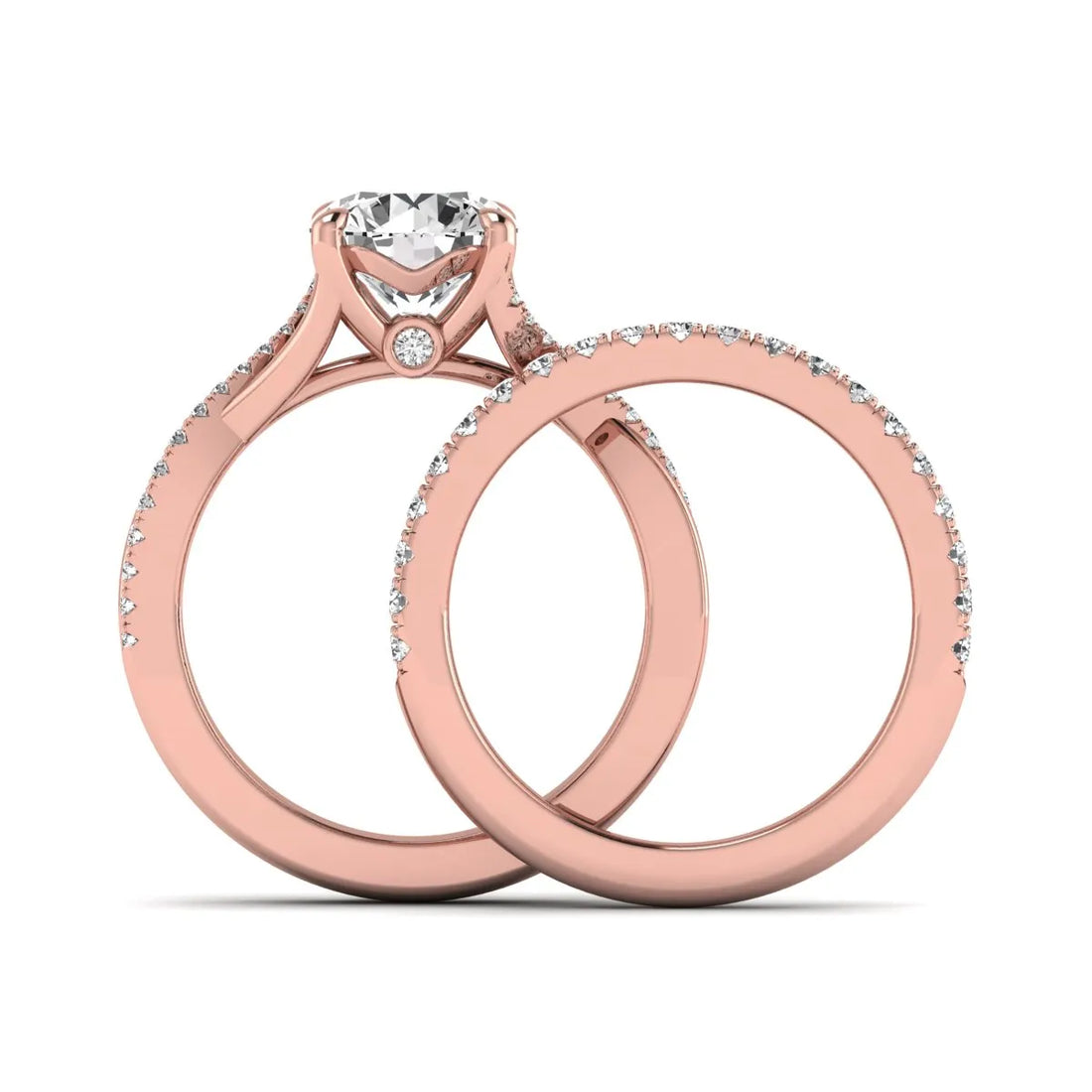 OctaPearl 2 ct Round Prong Set Lab Grown Diamond Twisted Shank Bridal Ring Set