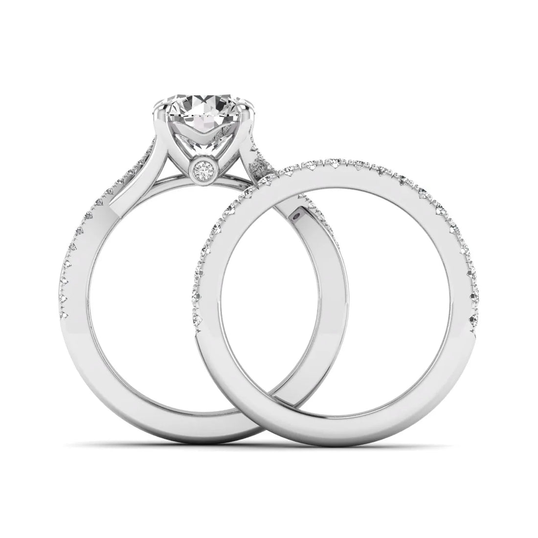OctaPearl 2 ct Round Prong Set Lab Grown Diamond Twisted Shank Bridal Ring Set