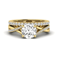 OctaPearl 2 ct Round Prong Set Lab Grown Diamond Twisted Shank Bridal Ring Set