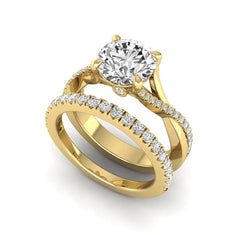 OctaPearl 2 ct Round Prong Set Lab Grown Diamond Twisted Shank Bridal Ring Set - alternate view